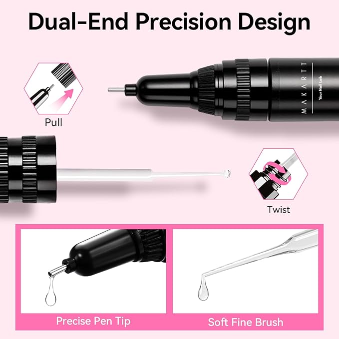 Makartt Nail Rhinestone Glue Gel-Upgrade Gel Nail Glue with Brush Pen Tip for Nail Charms Gems Super Strong Adhesive Precise for Nail Charms Crystals Rhinestone 3D Art Design Cured Need 8ml*4