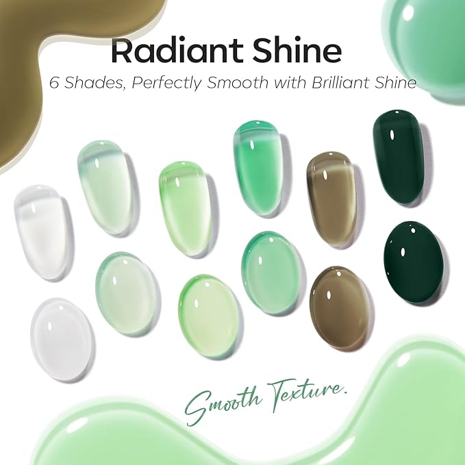 modelones Jelly Green Gel Nail Polish Set, Hema Free Sheer White Lime Olive Emerald Shade Mint Sage Green Gel Nail Kit 6 Transparent Colors Soak Off UV 2026 Spring St Patricks Nail Art DIY