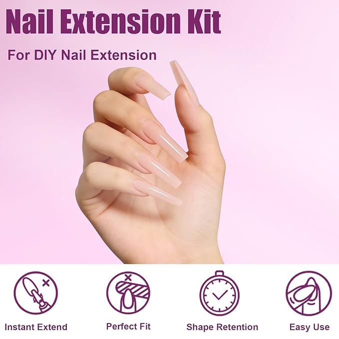 280 Pcs Original Sandwich Nails Dual Form with Guide Lines Long Square Nail Mold for Builder Gel Nail Extensions Art Design Salon DIY at Home