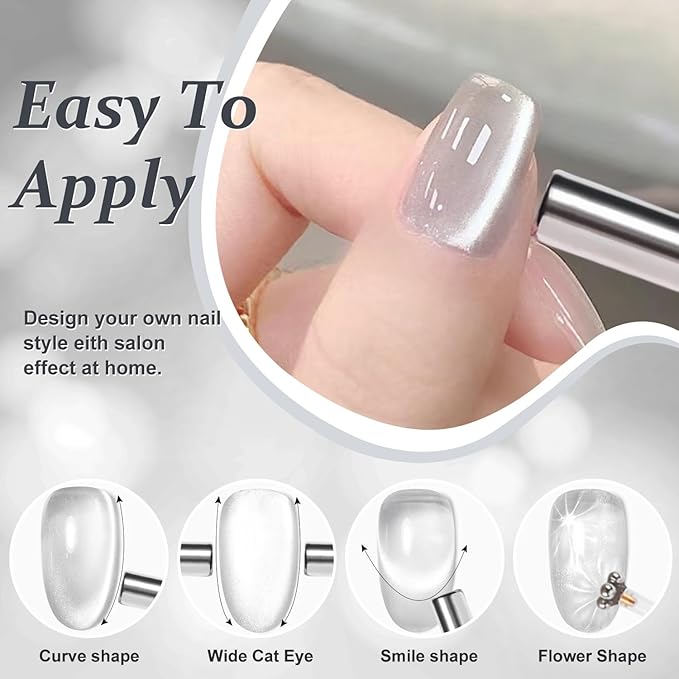 Major Dijit Cat Eye Gel Nail Polish 15ml Moonlight Glass Smoothie Cateye Soak Off U V LED Magnetic Shimmer Velvet Gel Nail Polish Nail Art Manicure Salon DIY Home (C12)