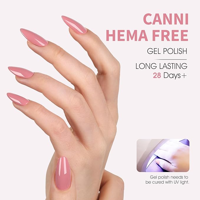 CANNI Baby Pink Gel Nail Polish, 1Pcs Light Pink Nude Gel Polish Soft Color High Gloss Soak Off U V Nail Manicure Salon DIY