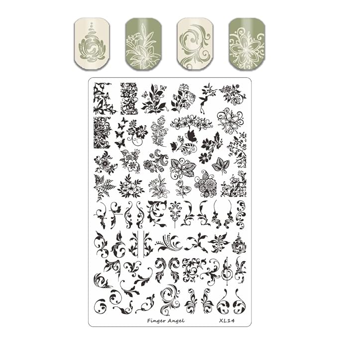 4PCS Nail Art Stamp Plates with XL11-14 Stamping Image Plates Collection Manicure Tools