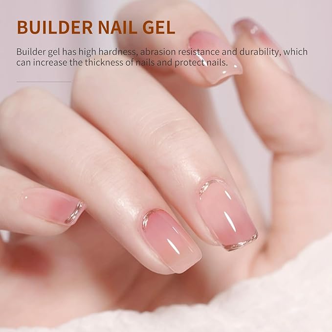 JODSONE Clear Builder Gel for Nails 10ml, Nail Strengthener Gel for Nail Apex, Extensions, Repairing, Thickening, Hard Gel Polish Needs Nail Lamp Curing, DIY Salon Nail Art