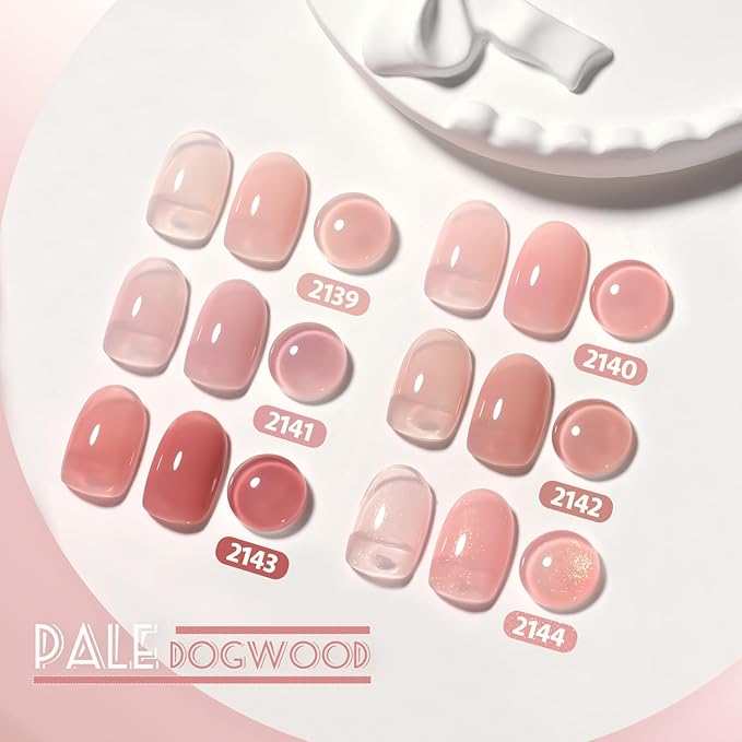 GAOY Nude Jelly Gel Nail Polish of 6 Milky Pink Brown Shimmer Colors Sheer Gel Polish Kit for Salon Manicure and Nail Art DIY at Home