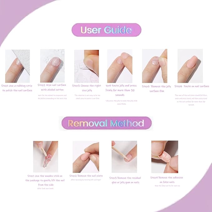 White French Tip Press on Nails Short Square MABKJLF Petite Fake Nails Butterfly False Nails with Rhinestones Designs Glossy Glue on Nails French Manicure Acrylic Nails for Women Girls 24Pcs