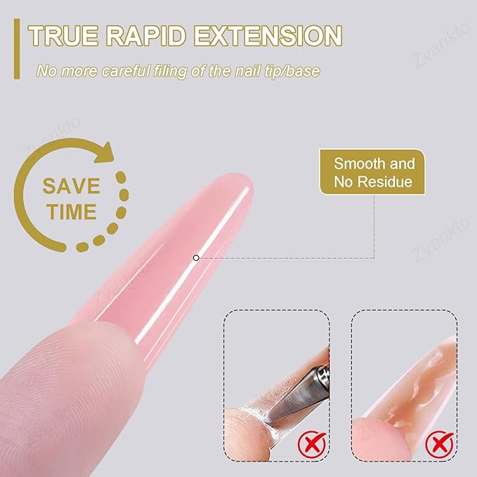 Sandwich Nails Dual Forms 240Pcs Long Almond Shape, Nail Extension Forms with 15 Sizes, Reusable Plastic Nail Mold for Builder Gel & Poly Gel, No Paper Forms Needed, Salon & Home DIY Nail Art