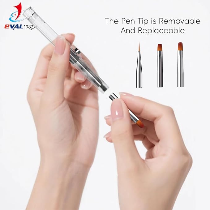 Nail Art Brushes Set, YIHUALE Push Contact Builder Nail Extension Gel Brush, Gel Polish Art Design Pen Painting Tools, Nail Art Liner Brush and Dotting Pen for Salon, DIY (White, 1+2)