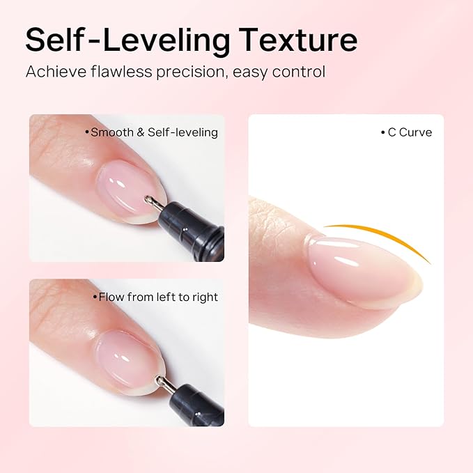 MIZHSE 8 in 1 Builder Gel for Nails, 2Pcs Clear Hard Builder Gel for Nails Strengthen Thickening Tip Design Rhinestone Nail Glue U V LED Extension Gels Kit for Nail Art Design