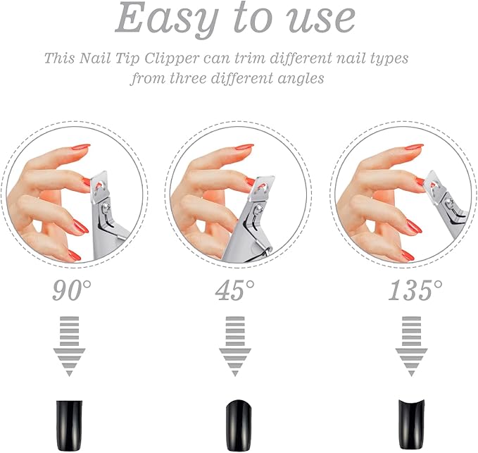 SUMAJU Professional Acrylic False Nail Clippers for Acrylic Nails Nail Tip Cutter Nail Manicure Tool (Silver)