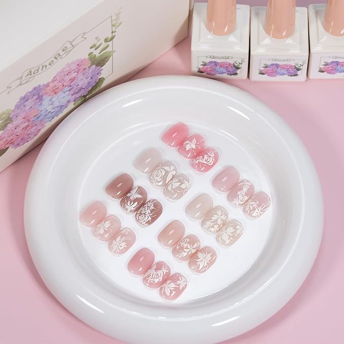 ADHERE Jelly Gel Nail Polish Set, 8 Colors 12ml Jelly Gel Polish Kit Nude Pink Neutral Nail Art Design Sheer Translucent Nail Polish Kits for Salon Need Lamp Curing Nail Art DIY at Home for Women