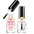 Clear Top Coat and Sheer Pink Base Coat Ridge Filler Strengthening Anti Chip Nail Polish, Non Gel, Rich in Castor Oil, Salon Quality, High Glossy Quick Dry Home DIY Nail Art Gift Set