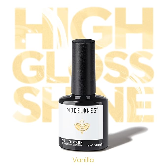 modelones Pastel Yellow Gel Nail Polish Light Yellow Nail Poish Soak Off U V Nail Design Salon DIY Manicure 15 ML