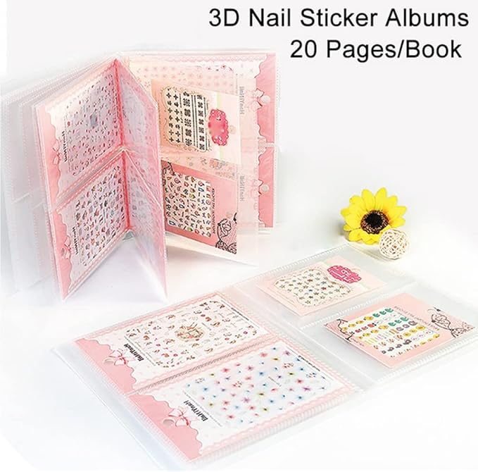 Nail Art Sticker Decals Holder Storage Organizer Display Book Collecting Album, 80 Slots Empty Storage Holder, Easy Photo Album Manicure Nail Art Tools