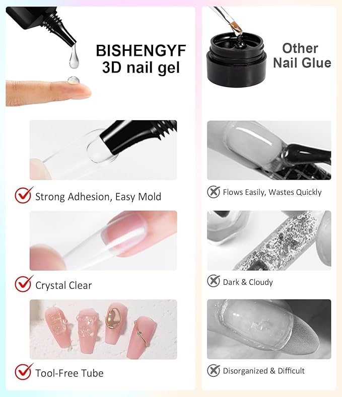 Chrome Nail Powder BISHENGYF - White Yellow Nail Chrome for Nail Art Non-Sticky Hand Hard Gel with Powder for Nails Art Home DIY