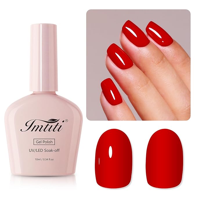 Imtiti 10ML Apple Red Gel Polish Soak Off LED UV Nail Gel DIY at Home Salon Art Gift for Women Girls 1PCS