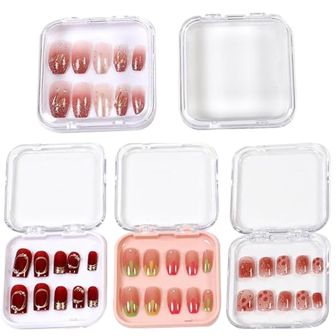 10 Pcs Transparent Press On Nail Storage Box,Fake Nail Display Storage Box for False Nails Home Nail Salon Supplies