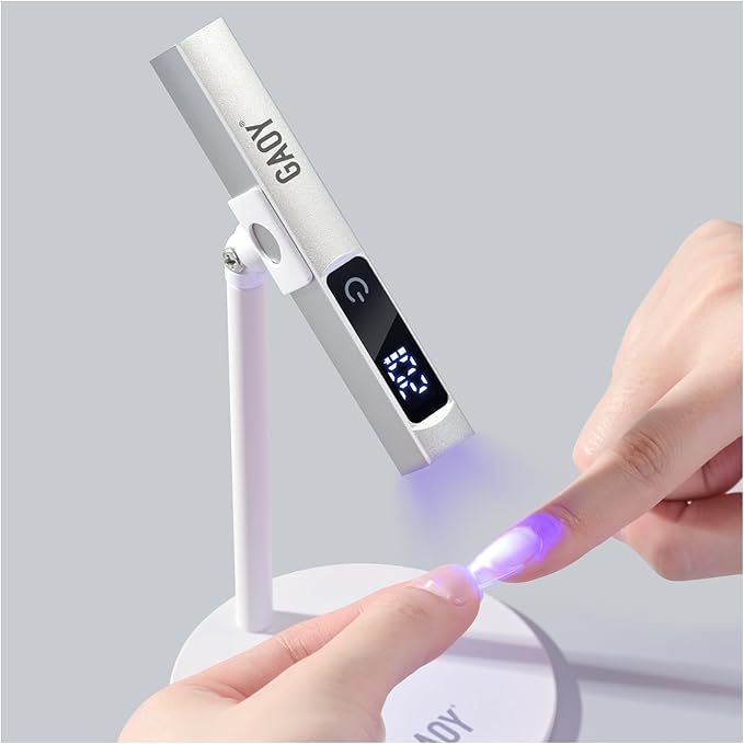 GAOY Cordless UV Light for Gel Nails, Handheld Nail Lamp, Portable Cordless Rechargeable Fast Curing, Matte Silver