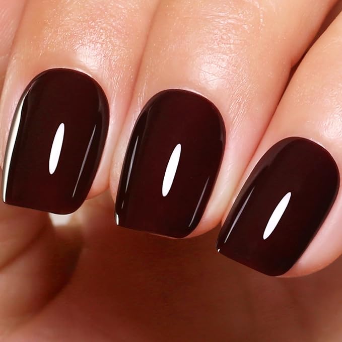 Gel Polish, 0.5 Fl Oz Deep Cherry Brown Gel Polish Autumn Winter Soak Off LED UV Nail Gel Polish Art Starter Manicure Salon DIY Gel Polish