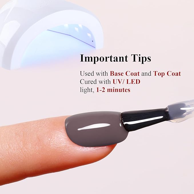 Gel Polish, 0.5 Fl Oz Grey Brown Gel Polish Autumn Winter Soak Off LED UV Coffee Brown Gel Polish Art Starter Manicure Salon DIY Nail Gel Polish