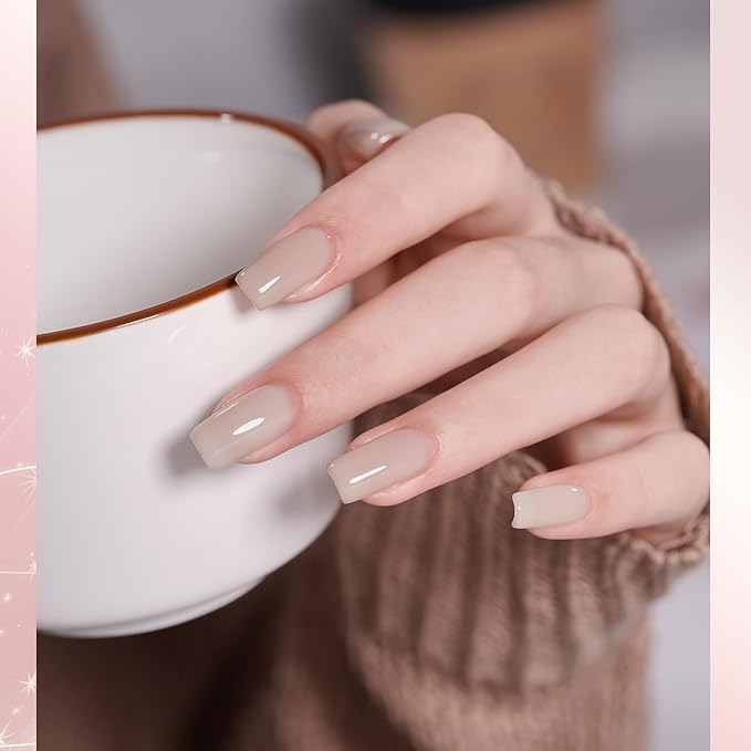 GAOY Jelly UV Gel Nail Polish of 6 Transparent Nude Pink Gray Colors Sheer Gel Polish Kit for Salon Manicure and Nail Art DIY at Home, Rose Quartz