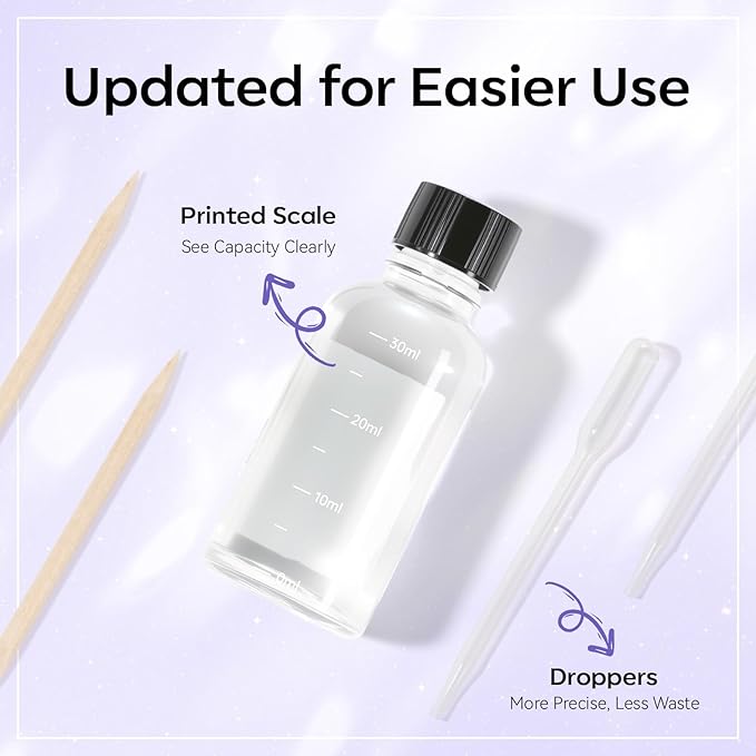 Makartt Press On Nail Glue Remover: Fast and Easy Adhesive Remover for Fake Nails Tips & Glue Off, Hema-Free Debonder Nail Remover Serum with 2 Dropper Applicators and 2 Cuticle Sticks, 30ml