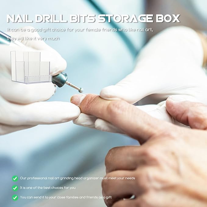 Beaupretty Nail Drill Bit Organizer Case 4.13X4.13X4.05In Compact Storage Box Portable Nail Grinding Head Holder for Manicure Salon and Home Use
