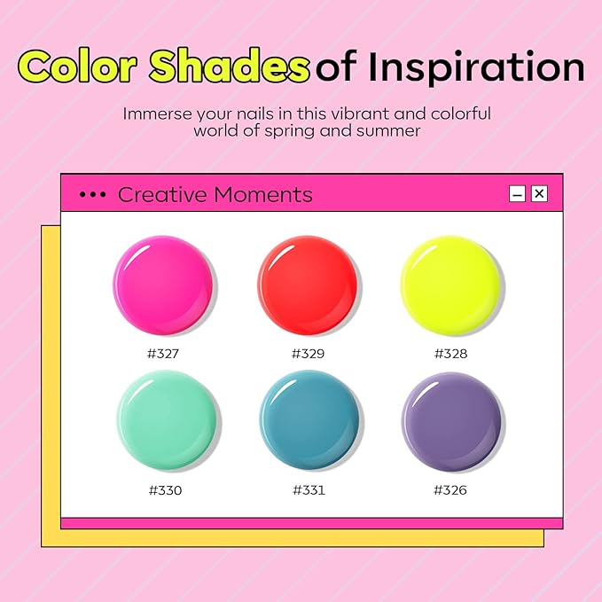 Modelones Poly Nail Gel Set, 6 Colors Forever Young Collection Turquoise Purple Blue Neon Yellow Hot Pink Poly Extension Builder Gel Nail Spring Hot Summer French Manicure DIY