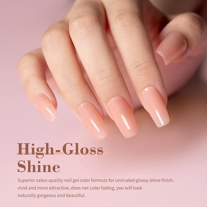 RARJSM Rubber Base Gel Nail Polish Nude Rose Natural Sheer Pink Jelly Color Extend Elastic Rubber Base Coat Gel Builder in a Bottle 15ml Soak Off Curing Requires Salon Home DIY Use French Manicure