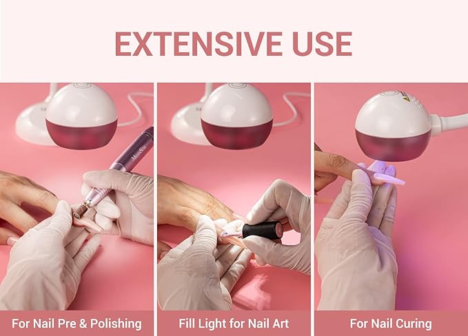 MelodySusie X3 Nail Tools Kit, Professional LED UV Nail Lamp with Nail Drill for Gel Nails, Flash Cure Gel Nail Lamp for Acrylic Nail Extension, Rechargeable Cordless Nail Art Lamp with UV LED 2 Modes