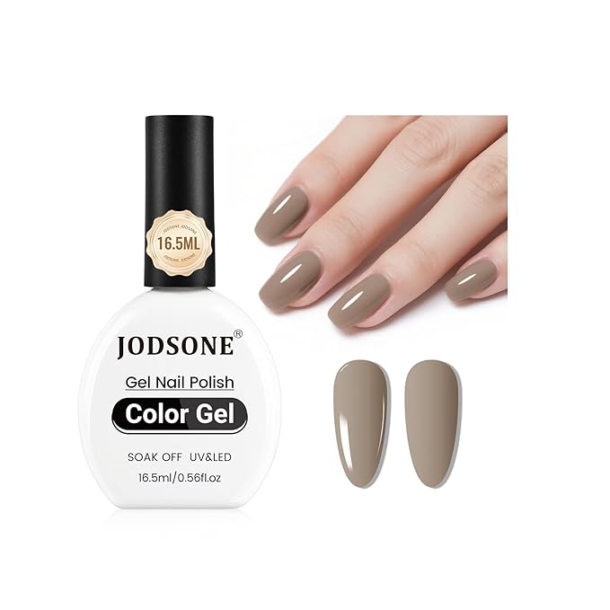 JODSONE 16.5ml Light Brown Soak Off UV LED Gel Polish Professional Nail Art Lacquer for Home Manicure DIY Salon Long Lasting Chip Resistant Nail Color Gift Set for Women