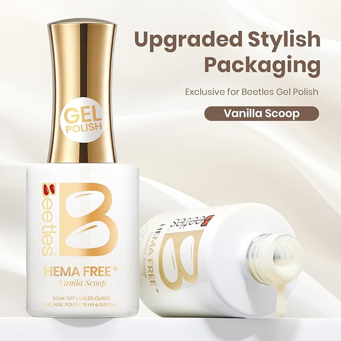 Beetles Vanilla Scoop White Gel Nail Polish - 15ML Milkshake White Nail Polish Neutral Jelly Gel Base Color Nail Concealer Sheer Translucent Effect Soak Off UV Nail Art DIY Manicure Gift for Women