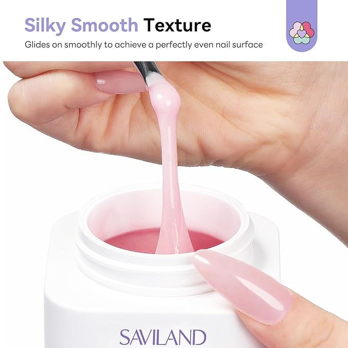 SAVILAND Ultra Hard Builder Nail Gel: Sheer Pink 5-IN-1 120 g Hard Gel Builder for Nails Vitamin E Castor Oil Builder Base Extension Strengthen Thickening 30-Days Salon DIY