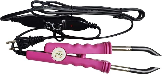 Fusion Hair Extension Tools Connector Wands Install Fusion Flat K Tip Human Hair Keratin Extension Melting Tool Kit For Pre-Bonded Flat Tip Scalp Protectors Teflon Heating Plate Pink