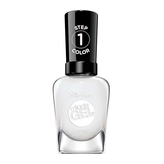 Sally Hansen Miracle Gel Salon Quality Nail Polish | Gel-Like Formula, Two-Step System, No UV Light Needed, Long Lasting | Opaque | 630 Cuddle Puddle | Light Gray Nail Polish
