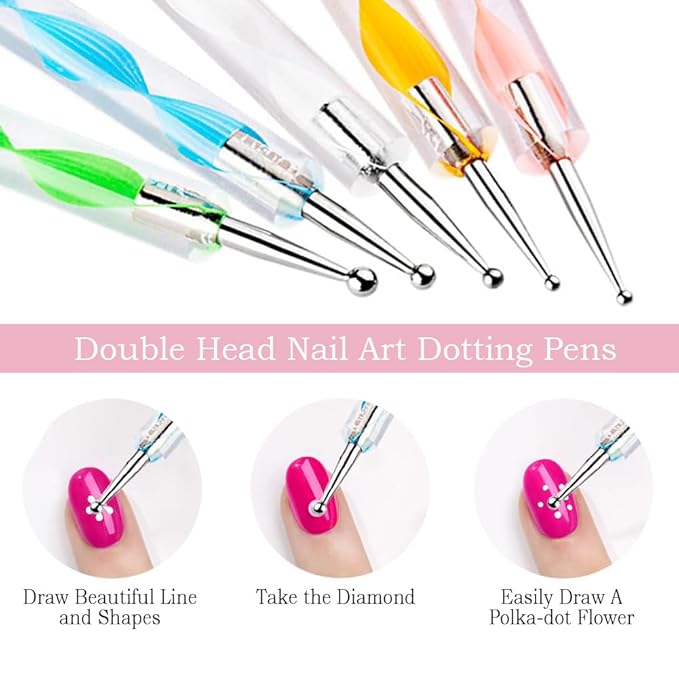 Nail Art Tools 24Pcs Set,2 sets Nail Stand,Nail Art Brush,Resin Nail Art Palette,5 Pcs Nail Art Sculpture Pen,Dotting Pen Tools Nail Art Kit for Nail Art DIY