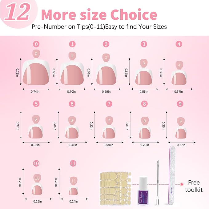 Toe Press On Nails Set,240PCS Short Square False Toenails Kit, Nude French Tip Stick On Toenails Glossy Full Cover Acrylic False Toe Nails For Women Girls Nail Art DIY Gift