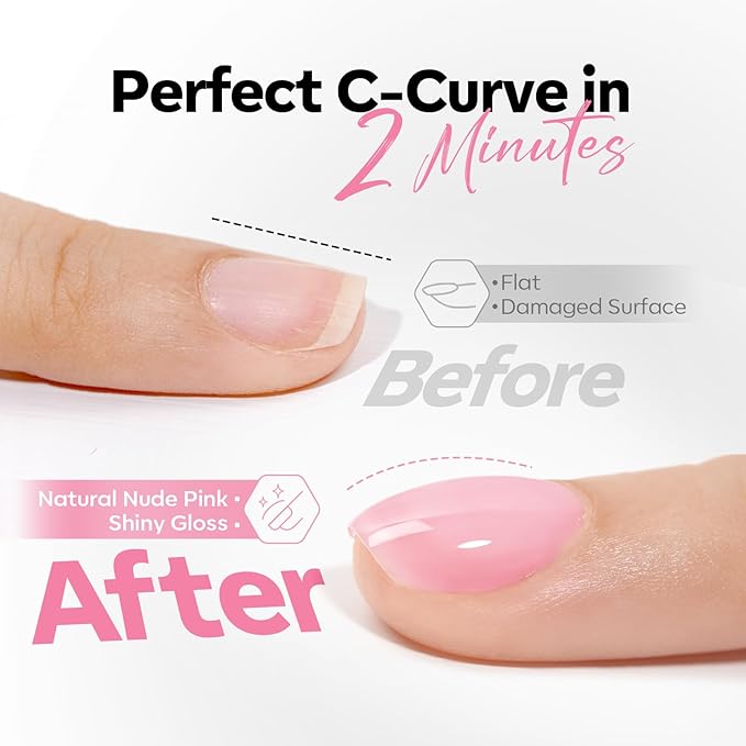 modelones Builder Nail Gel, No Top Coat Needed Builder for Nails Pink, C-Curve Sculpting, Glossy Jelly Finish, No-Wipe, 9-in-One LED Lamp Cured Color Rubber Base Gel Polish for Quick DIY Salon