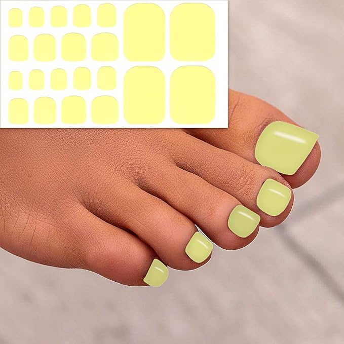 WOKOTO 20 Sheets Toe Nail Strips Full Wraps, Solid Toe Nail Polish Strips Self-Adhesive Toenail Polish Stickers Decals With Nail File For Women Girls, Stick On Nail Polish Stickers For Toe Nails