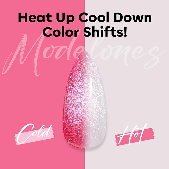 modelones Pink Gel Polish Cat Eye Nail Polish Hot Pink Gel Nail Polish Color Changing Mood Temperature Change Gel Soak Off Nail Art 15ML