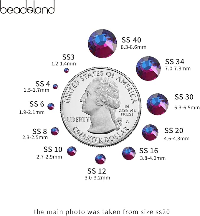 Beadsland 2880pcs Flat Back Crystal Rhinestones Round Gems for Nail Art and Craft Glue Fix,Blue Volcano,SS10,2.7-2.9mm