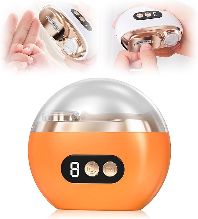 Electric Nail Clippers, 2026 New 3 in 1 Automatic Nail Trimmer & Polisher with Strong Power for Thick Nails, USB Rechargeable, LED Light and Low Noise for Adults and Seniors (Orange)