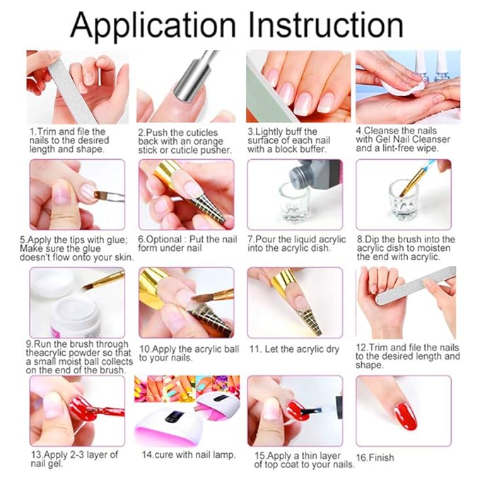 Acrylic Nail Kit for Beginners with Everything, with Professional Gel Nail Polish Kit with UV Light Nail Kit Set Acrylic Powder Kit Nail Art Tips Nail Art Decoration, DIY Nail Art Tool Nail Supplies