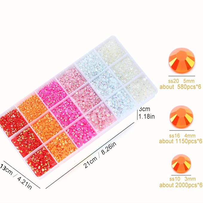22380pcs Resin Rhinestones Set 3/4/6mm Flatback Stones Glitter Crystal Bulk for Garment Nail Art Decorations Resin Flatback Rhinestones Kit for Nail Crafts Tumbler Round Shape(II)