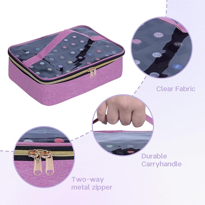 Small Clear Nail Polish Organizer Case Holds 40 Bottles(15ml-0.5fl.oz) Multifunctional Nail Polish Bag, Cosmetic Travel Makeup Bags for Women, Purple