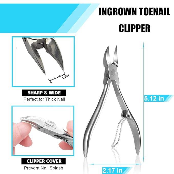 Ingrown Toenail Tool Kit (9PCS), Professional Toe Nail Clipper Set for Ingrown & Thick Nail, Stainless Steel Ingrown Toenail Kit, Surgery Grade Manicure Pedicure Tool by Dualeco