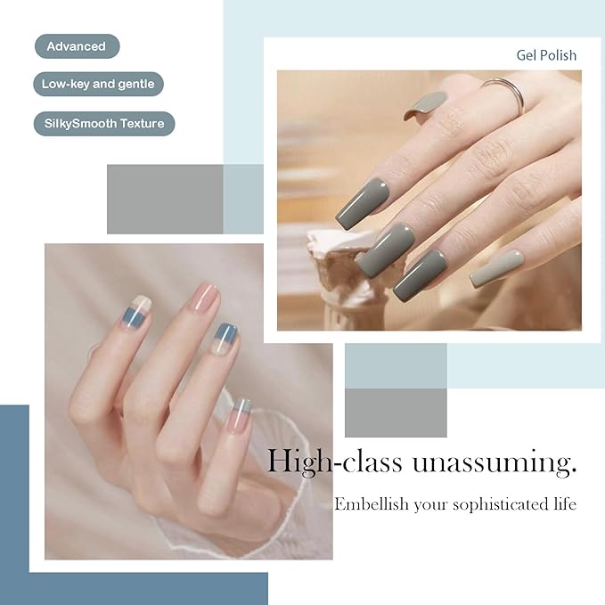 CAMILA ¿ 6pcs 15ml Gel Polish Set Light Gray Color Hema Free Tpo Free Gel Nail Polish Kit Soak Off Gel Polish Manicure Salon For Women (Light Gray A)