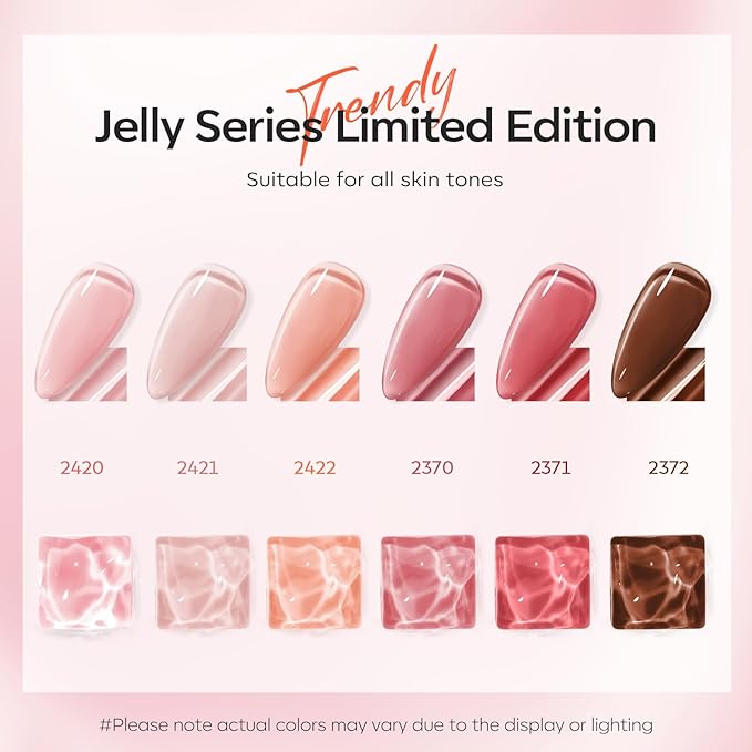 modelones Gel Nail Polish Set 6 Colors Nude Red Pink Brown Transparent Gel Polish Kit Neutral Clear Crystal Translucent Manicure Sheer Nails Art Trend Home DIY Manicure Gift For Women Girl