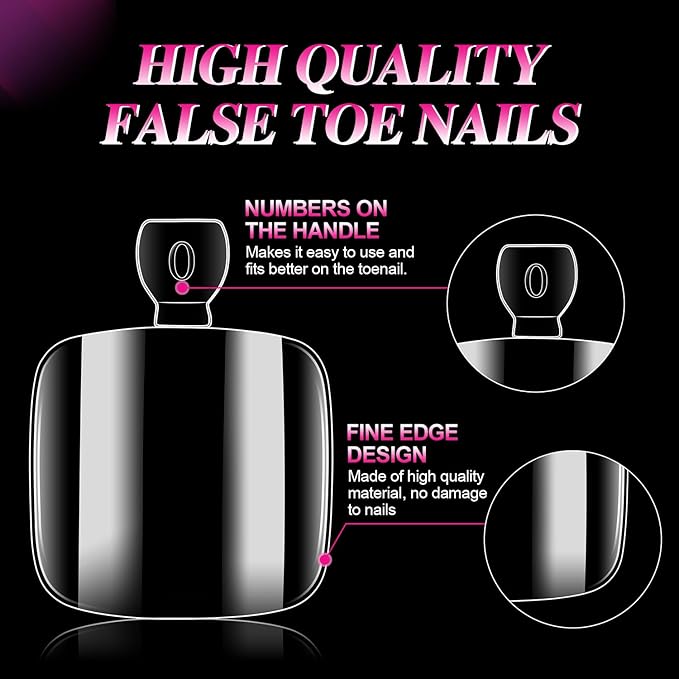 AIMEILI Fake Toenail Tips - 550pcs 10 Sizes Clear Full Cover Toe Art Nails Press on Artificial Fake Toe Nails Gel Nail Extensions for Foot Manicure Women Nail Salons and DIY