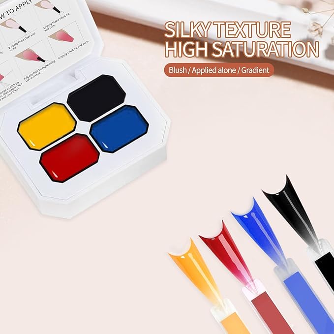 4 Colors Ombre Gel Plate Pat Gel Nal Polish Set Nails Gradient Design With 100pPCS Nail Sponges & Claw High Color Rendering And Quick Drying Ombre Nails Polish Art Nail Supplies (B9)