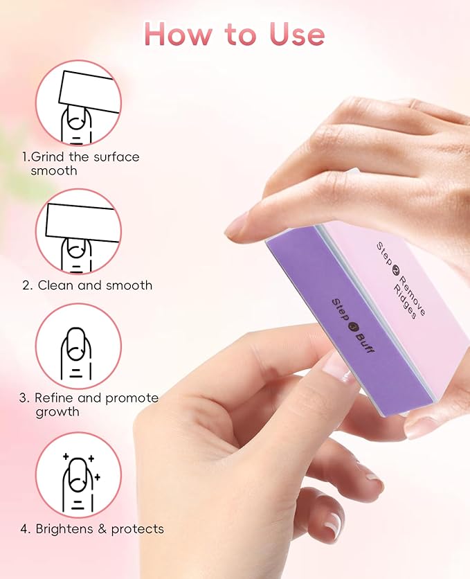 12PCS 4 Sided Nail Buffer Block, Shine Nail Files and Buffers